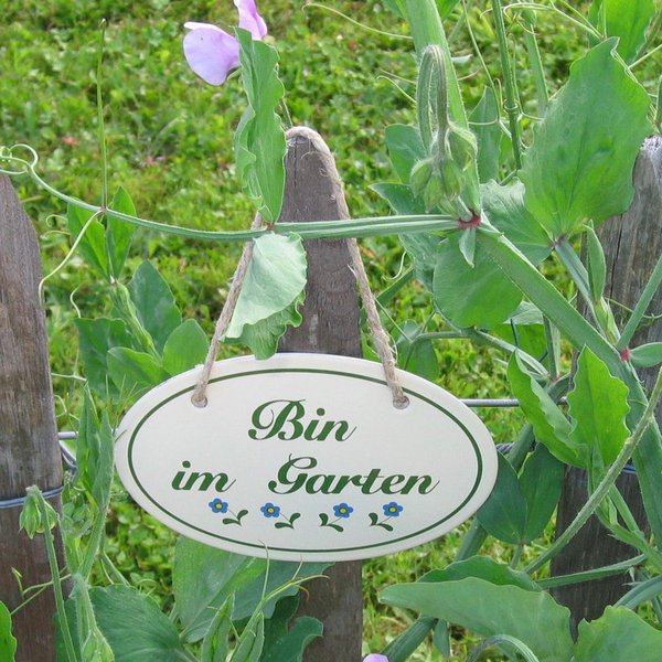 Email-Türschild "Bin im Garten"