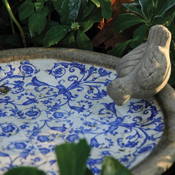 Vogeltränke, antik blau